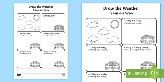 draw the weather worksheet worksheet english afrikaans