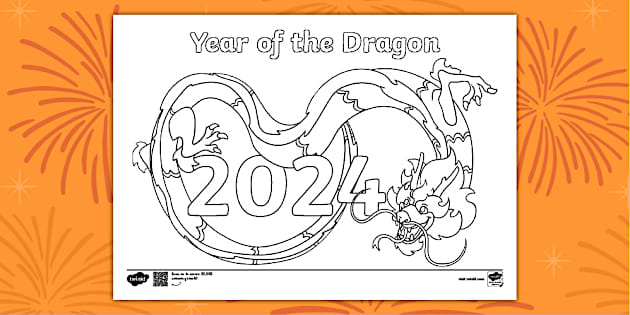 2024 Year of the Dragon Colouring Page | Twinkl - Twinkl