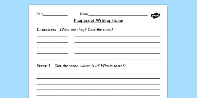 Play Script Writing Template Ks2