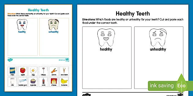 Cut　Activity　Healthy　Paste　(teacher　Teeth　made)　and　Twinkl