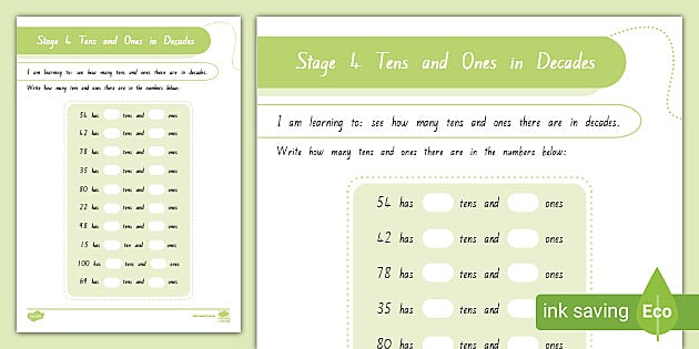 Stage 4 Tens and Ones in Decades (Teacher-Made) - Twinkl