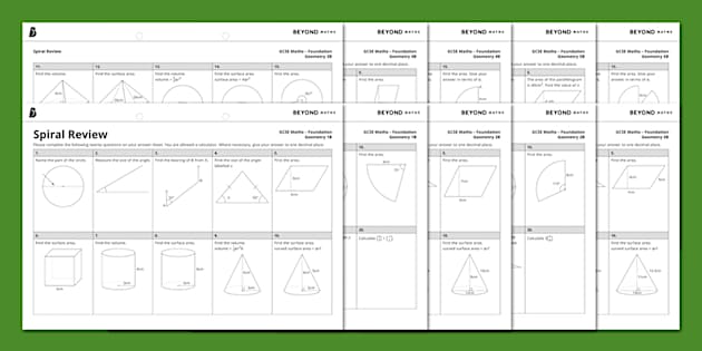 👉 GCSE Foundation Geometry Spiral Review B (Teacher-Made)