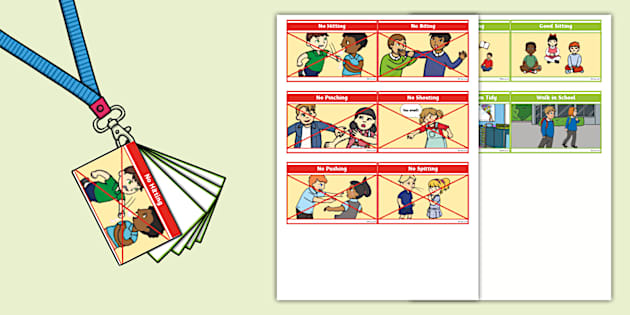 Lanyard-Sized Behaviour Visual Aid Cards - Twinkl