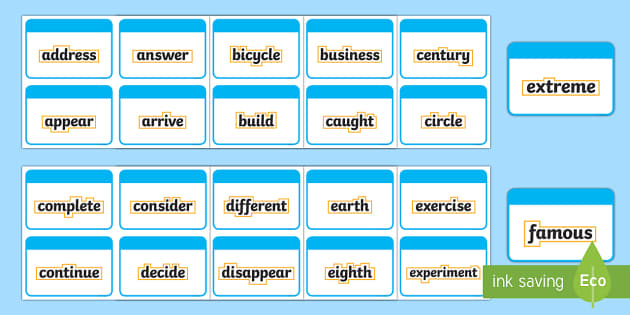 Year 3 And 4 Statutory Word With Outline Flashcards