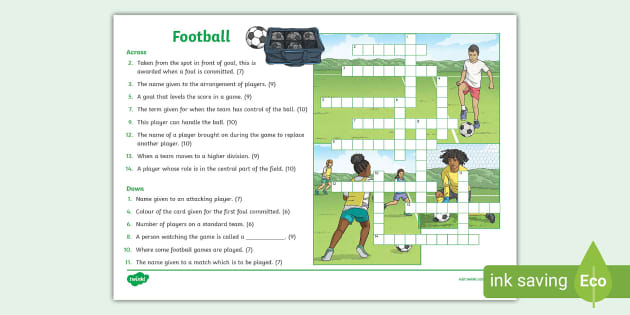 KS2 Football Crossword (teacher made) Twinkl