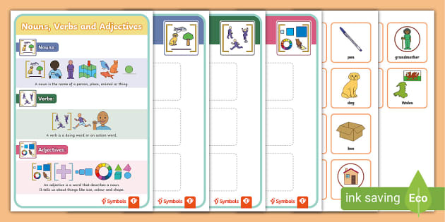 Twinkl Symbols: Noun, Verb, Adjective Task (teacher Made)