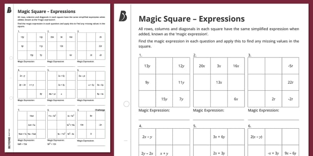 👉 Magic Square: Writing Expressions | KS3 Algebra | Beyond