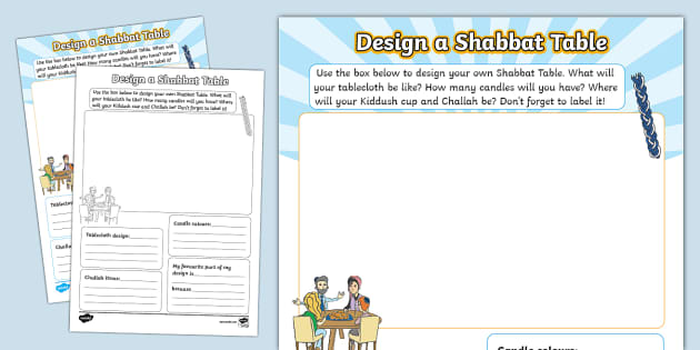 Design a Shabbat Table Setting Worksheet (teacher made)