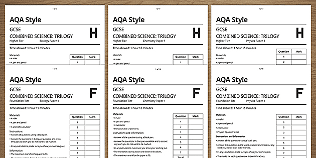 Aqa Gcse Combined Science Past Papers Paper 1 Beyond
