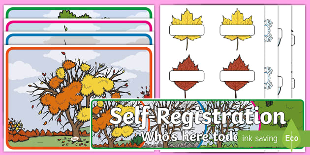 👉 Seasonal Tree Editable Self-Registration Display Pack