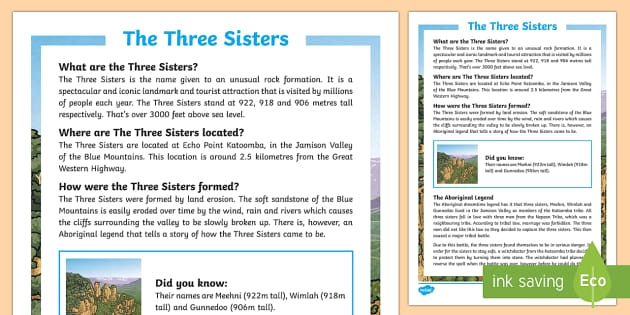 Facts About The Three Sisters | The Three Sisters Fact File