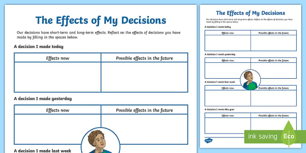 The Effects of My Decisions Worksheet (Teacher-Made)