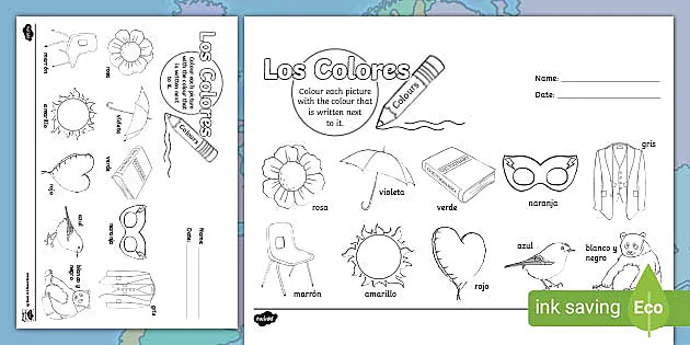 Buy Colors in Spanish Handout Los Colores Worksheet At-home