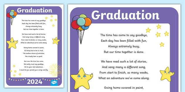 * NEW * Kindergarten Graduation Poem