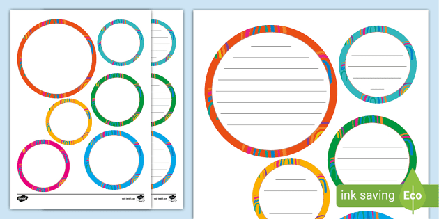 Colourful Circles Writing Template (Teacher Made) - Twinkl