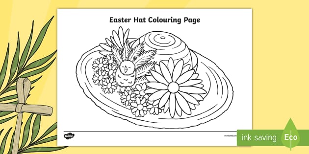 Easter Hat Coloring Page (Teacher-Made) - Twinkl