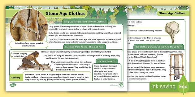 Stone Age Clothes Fact File Stone Age Clothes Fact File