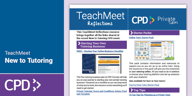 FREE! - TeachMeet Reflections - New to Tutoring - Twinkl