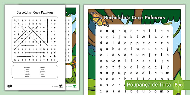 Caça-palavras interactive activity for educação infantil