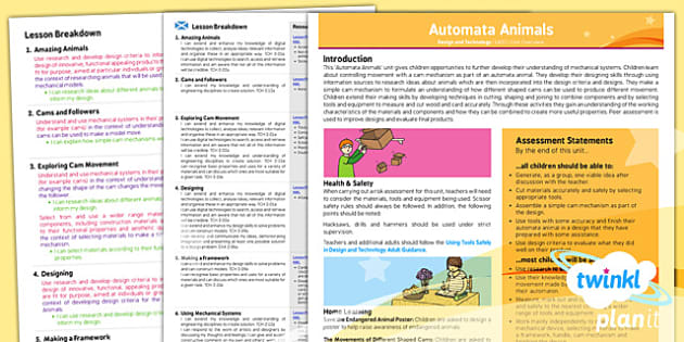 FREE! - Design and Technology: Automata Animals UKS2 Planning Overview CfE