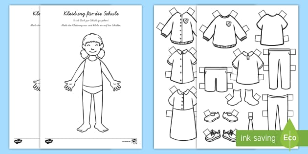 Kleidung für die Schule Arbeitsblätter (teacher made)