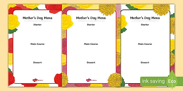 Mothers Day Menu Template teacher made Twinkl
