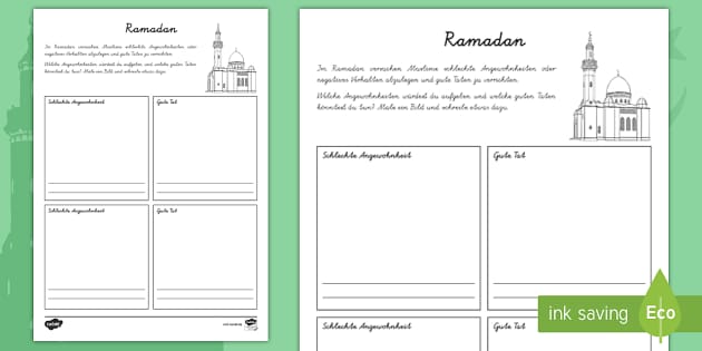 Ramadan Schlechte Angewohnheiten Und Gute Taten Arbeitsblatt