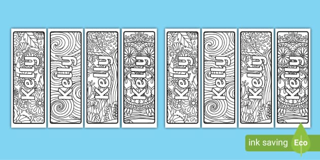 Free Kelly Mindfulness Name Colouring Bookmarks Twinkl 9998