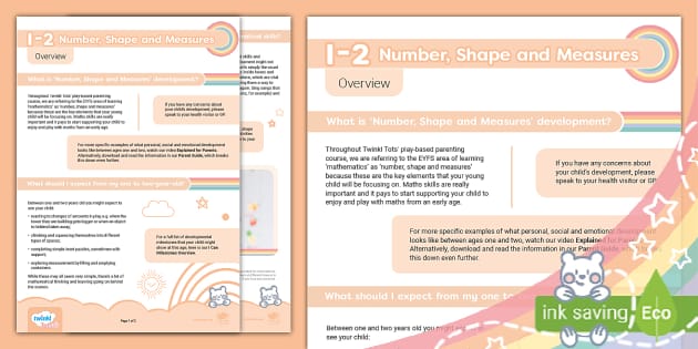 1-2 Years Number Shape Measures Overview - Twinkl