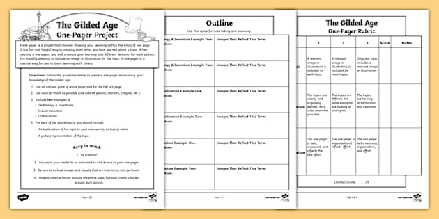 Gilded Age One-Pager for 6th-8th Grade (teacher made)