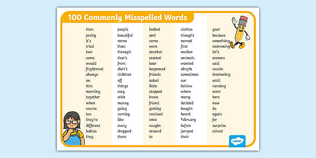 100 Most Commonly Misspelled Words