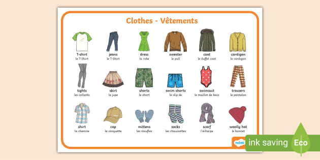👉 English/French Clothes Word Mat (teacher made) - Twinkl