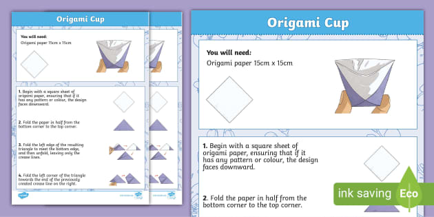 Origami Cup Craft Instructions Teacher Made Twinkl