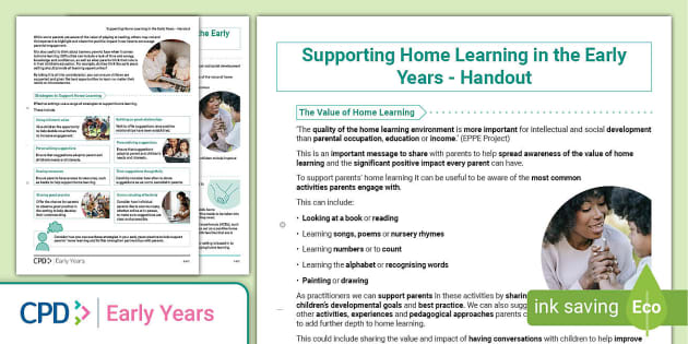 Supporting Home Learning Early Years Handout - EYFS - Twinkl