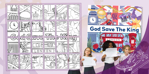 God Save The King Collaborative Colouring Activity - Twinkl