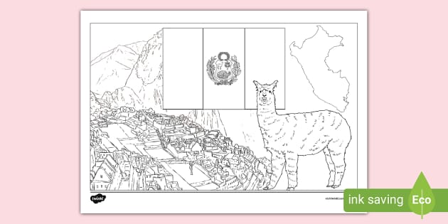 Peru Colouring Page (teacher made) - Twinkl
