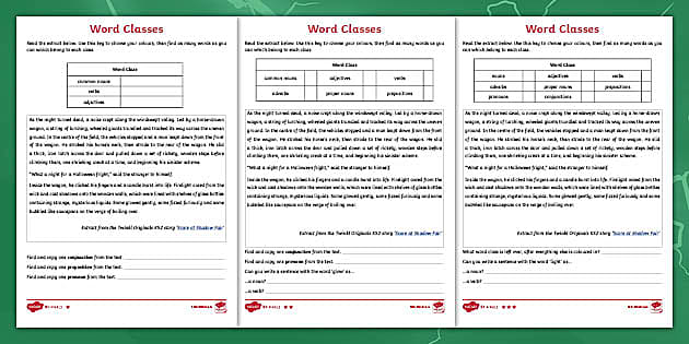 Sorting Word Classes KS2 Grammar Worksheet | Twinkl Originals