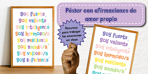 Póster con afirmaciones de amor propio
