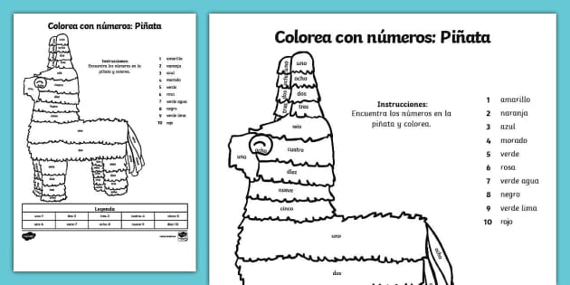 Colorear con números: Piñata (teacher made) - Twinkl