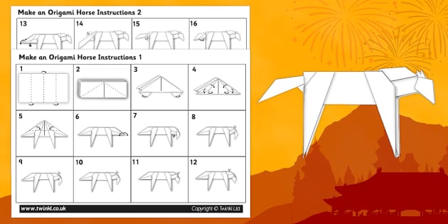 Chinese New Year Origami Horse Instructions Activity - origami