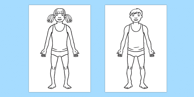 Human Body Outline Boy And Girl Body Drawing Template