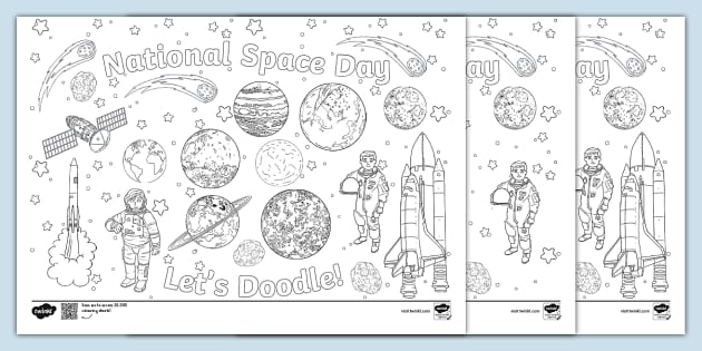 National Space Day Doodle Colouring Pages (teacher made)