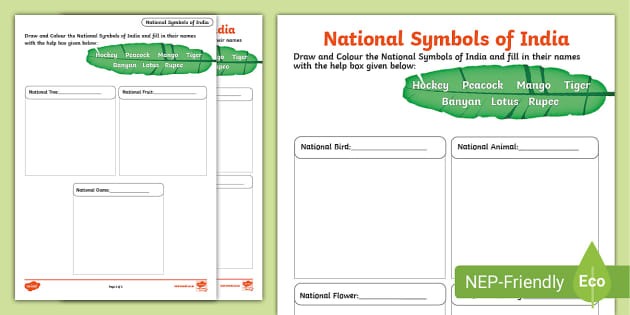 National symbols of India - kids activity | National symbols, Symbol drawing,  Easy drawings