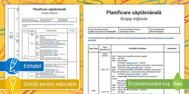 FREE! - Flori de toamnă – Planificare săptămânală grupa mijlocie