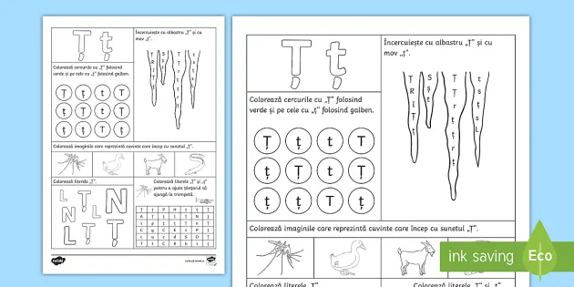 Recunoașterea Literei ț ț Fișă De Lucru