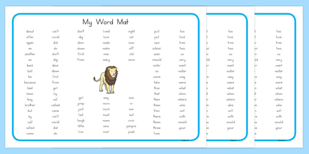 My Word Mat Teacher Made Twinkl