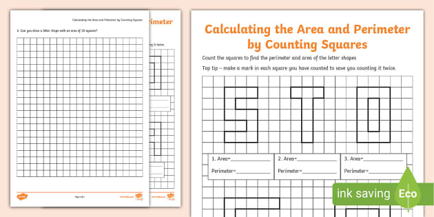 Finding The Area And Perimeter By Counting Squares Activity Sheet