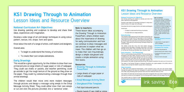 KS1 Drawing Through to Animation Lesson Ideas (teacher made)