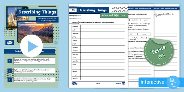 ESL Advanced Adjectives PPT Lesson [Teens, C1] - Twinkl