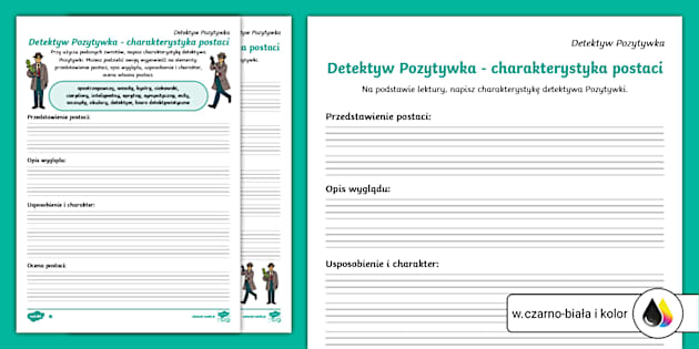 Detektyw Pozytywka | Opis postaci | Karta pracy - Twinkl